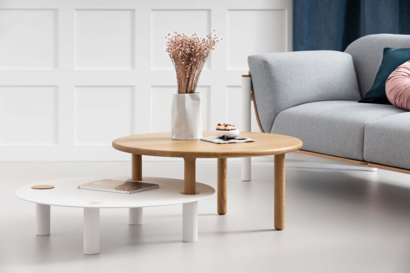 set of two round coffee tables